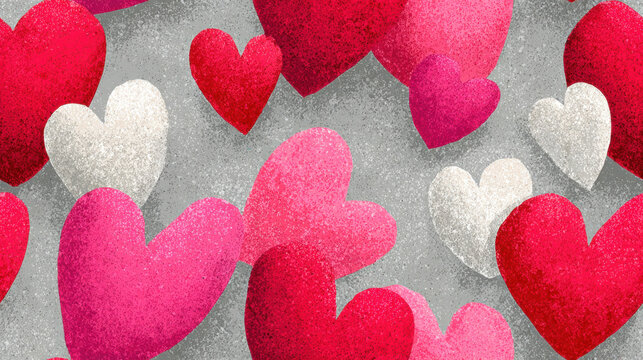 Seamless vintge heart, Abstract minimalist hearts design with vintage postcard style.