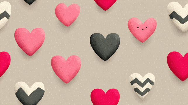 Seamless vintge heart, Vintage hearts design with a faded aesthetic for graphic resources.