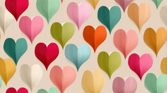 Seamless vintge heart, Faded vintage hearts design with a minimalist aesthetic, high fidelity image.