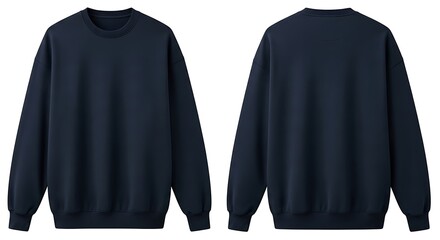 Navy Blue Crewneck Sweatshirt Mockup - Front and Back Views