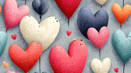 Seamless vintge heart, Minimalist hearts with vintage colors in high fidelity format.