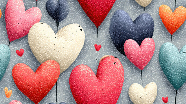 Seamless vintge heart, Minimalist hearts with vintage colors in high fidelity format.