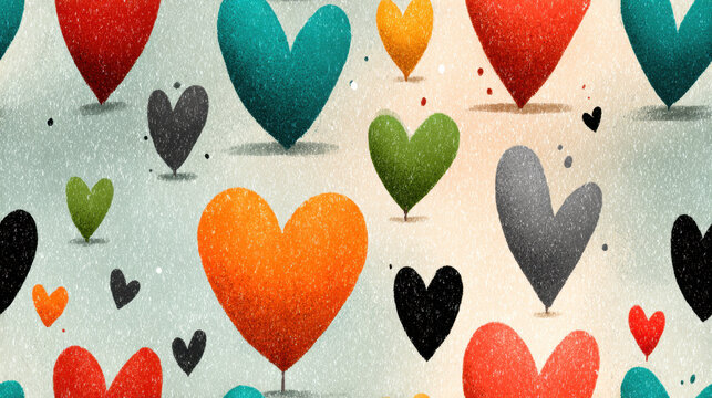 Seamless vintge heart, Minimalist hearts in faded vintage colors for creative projects.