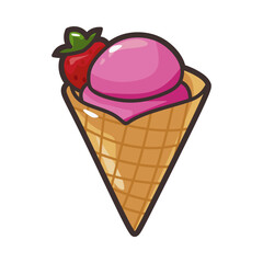 ice cream cone vector with strawberries