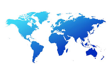 Abstract blue gradient world map on white background