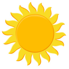 Sun semi flat color raster element. Full sized object on white. Summer sun symbol, design element illustration on transparent background.