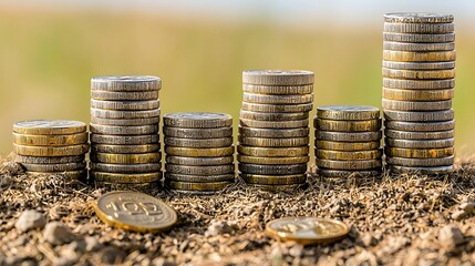 Close 85mm daylight shot, warm reflections on unmarked gold slab partially concealing stacked coins