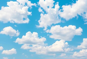 Fototapeta premium Vast, seamless azure sky texture with fluffy white clouds, view, beautiful