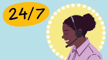 Smiling Customer Service Representative with Headset.