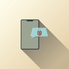 Chat security icon, locked chat, chat bubble icon, padlock and smartphone, suitable for live chat applications, websites, businesses, and etc.