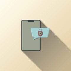 Chat security icon, locked chat, chat bubble icon, padlock and smartphone, suitable for live chat applications, websites, businesses, and etc.