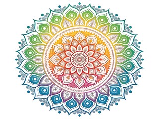 Vibrant rainbow mandala flower pattern offering spiritual harmony and calm serenity