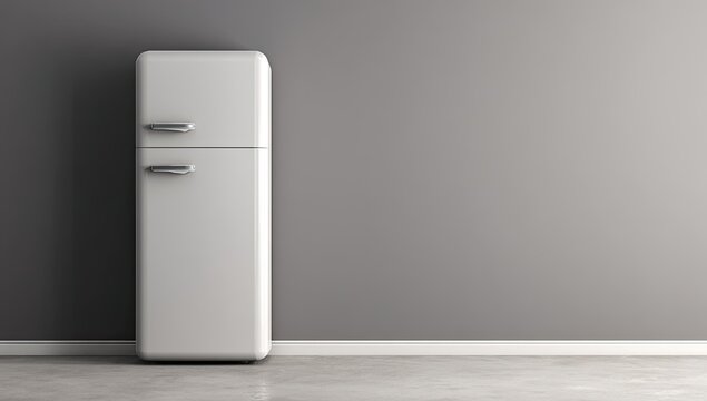 Retro refrigerator against a gray wall - Powered by Adobe