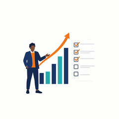 Startup founder presenting pitch deck  Minimal Flat Vector Illustration for business, teamwork, project management, templates, and brandless design