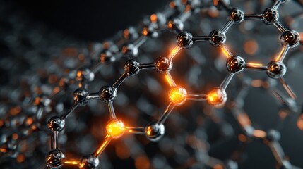 glowing atoms metallic structure bond