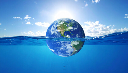 fictional planet earth floats in water environment concept animation