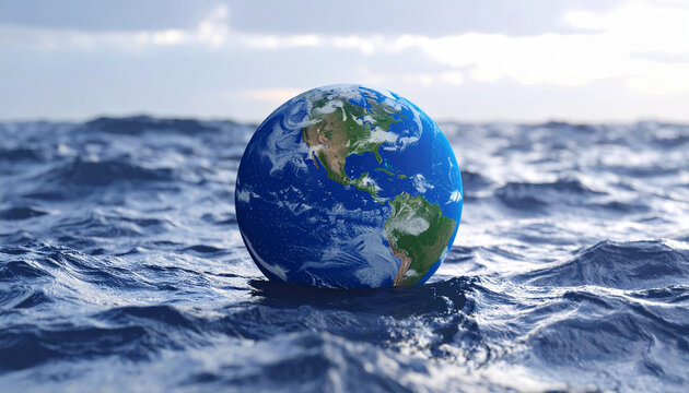 fictional planet earth floats in water environment concept animation