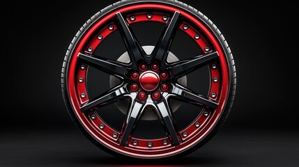 Obraz premium High-performance, red and black alloy wheel