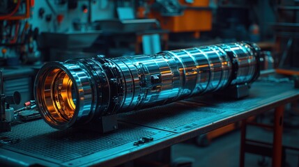 Industrial lens assembly on workbench