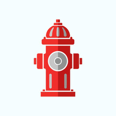 A red fire hydrant is depicted against a light background in a flat style.