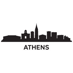 Naklejka premium Athens, Georgia skyline silhouette. Vector illustration. Vector black silhouette. with white background
