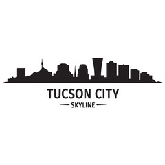 Fototapeta premium Tucson city skyline. Black cityscape. Vector banner. Vector black silhouette. with white background