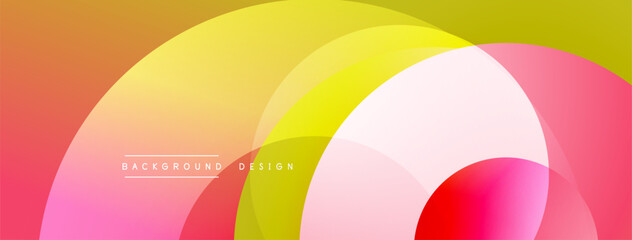 Fototapeta premium Abstract colorful circles overlap creating vibrant gradient background. Modern design elements suggest energy, dynamism.