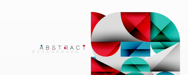 Modern geometric design. Vibrant colors overlap creating dynamic visual effect. Clean white space provides balance.