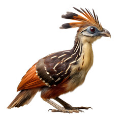 Obraz premium Hoatzin: Foul-smelling bird with clawed wings as a chick, isolated on a transparent background. --v 7.0