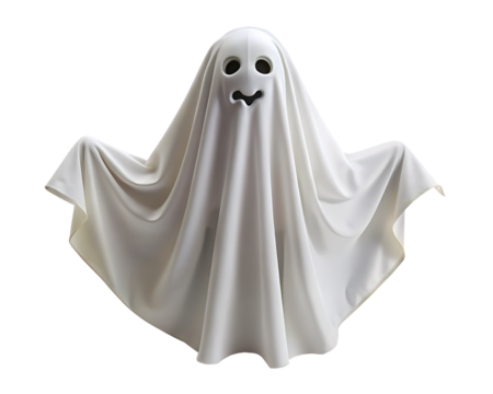 white halloween ghost   isolated on white background ,PNG.AI Generated.