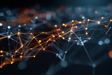 Abstract network of interconnected points and lines.  Complex data visualization