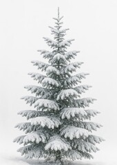 Fototapeta premium Snow-covered evergreen tree stands tall.