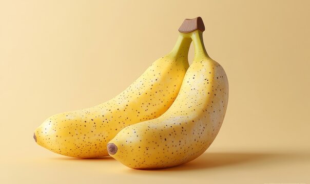 Watercolor banana with soft yellow hues, minimalistic and clean, 3D illustration
