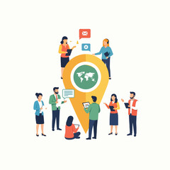 Remote team standup meeting  Minimal Flat Vector Illustration for recruitment, human resources, career, templates, and brandless design