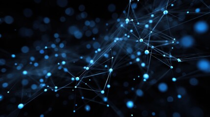 glowing blue network connections dark
