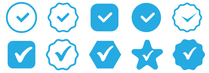 check mark icon button set. check box icon with right symbol. tick symbol. checkmark vector set. Checked check box sign.