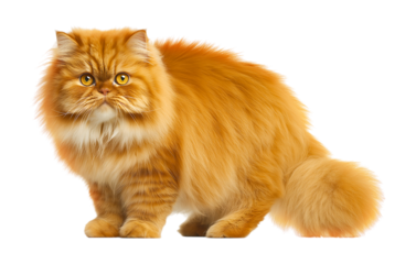 Majestic Golden Persian Cat isolated on a transparent background
