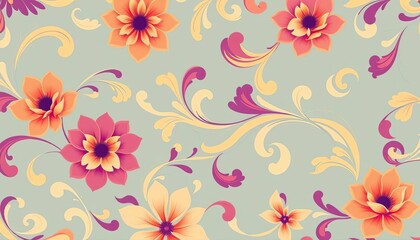 Elegant swirling floral vector pattern, perfect for backgrounds and wallpapers,  repeat,  swirls