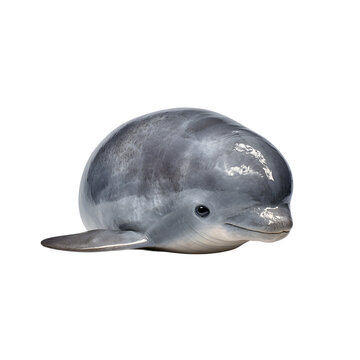Irrawaddy Dolphin: Rounded head surfacing, isolated on a transparent background. --v 7.0