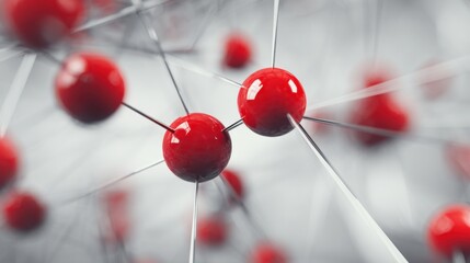 red spheres connected network structure