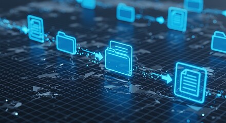 Abstract Data Transfer Neon Blue Network Illustration