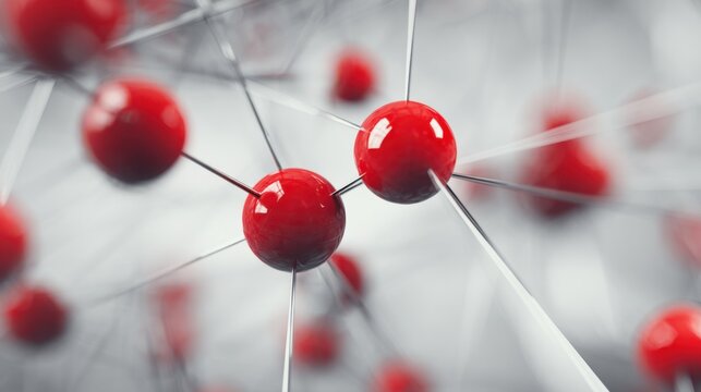 red spheres connected network structure