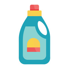 Colorful plastic fabric softener bottle with label design featuring various colors and typography