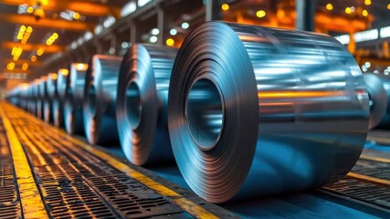 Beautifully crafted steel coils rolling in a factory showcasing industrial excellence during production
