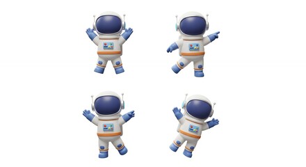 Cute cartoon astronauts isolated