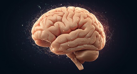 Human brain with neural network overlay