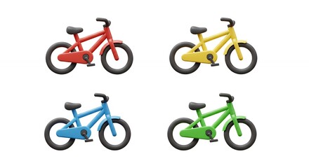 Fototapeta premium Four colorful childrens bicycles