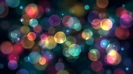 Blurred multicolor bokeh lights on dark background for celebration or party themes 