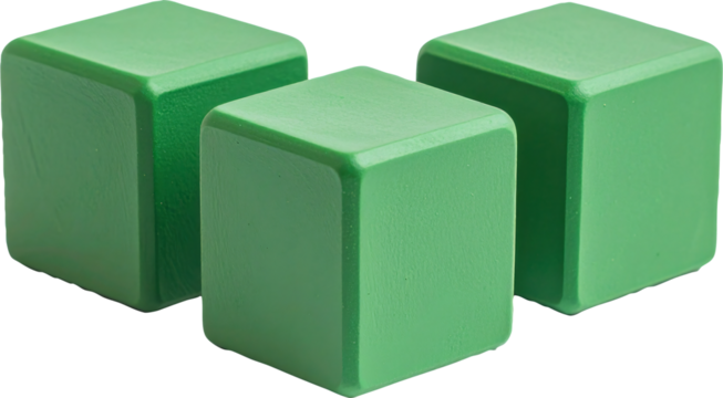 Green geometric block cubes arranged neatly, clean minimal digital render