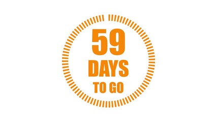 60 days to go motion graphics running numbers counting animation isolated on white background